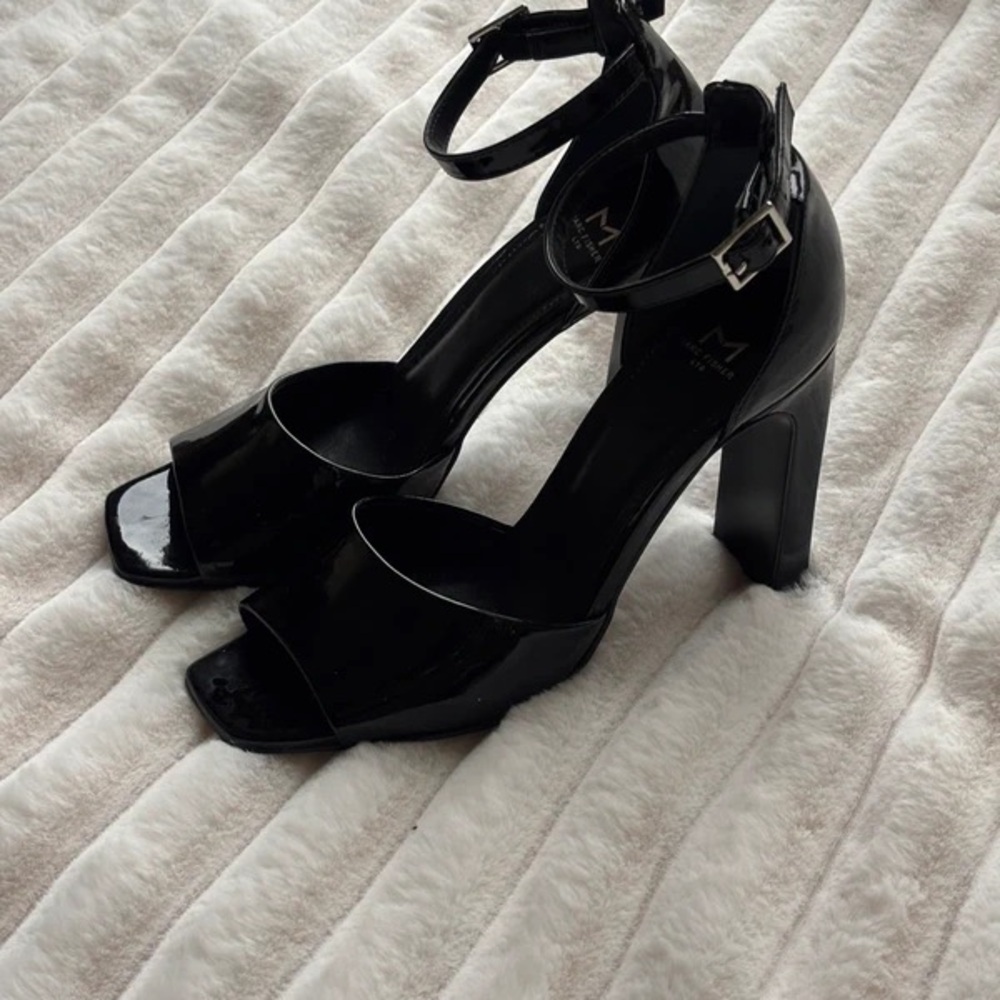 Mossimo Supply Co. Black Patent Ankle-Strap Block Heels